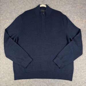 Banana Repubic Italian Merino Extra Fine Wool 1/2 Zip Sweater Blue Mens XL